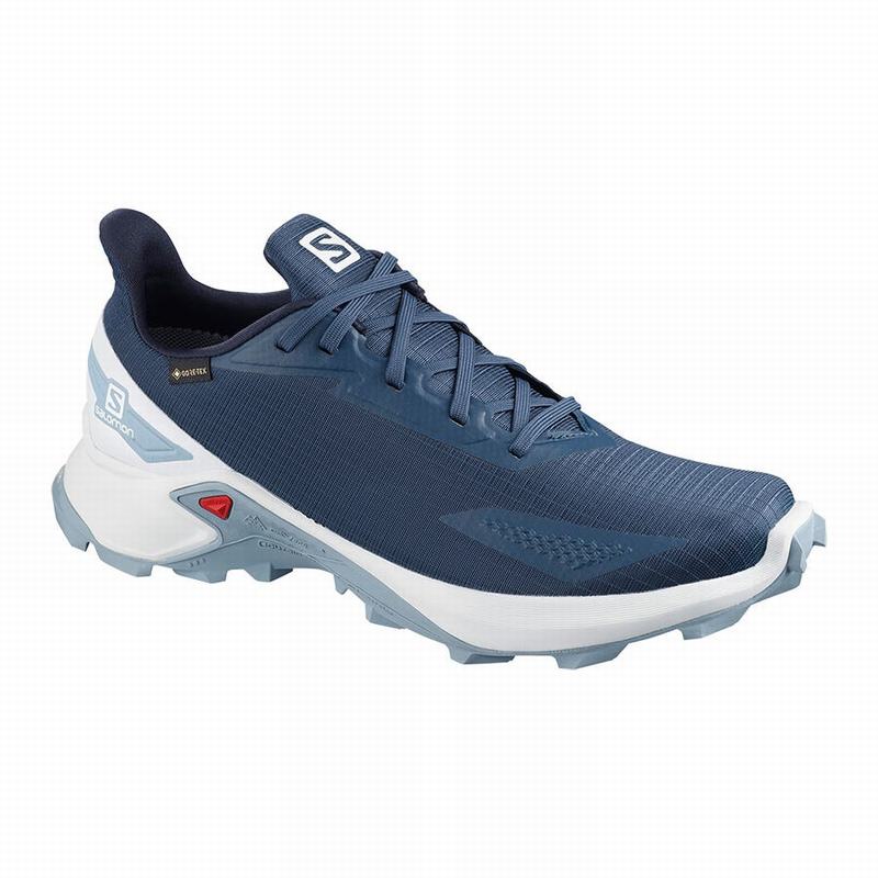 Salomon Israel ALPHACROSS BLAST GTX - Mens Trail Running Shoes - Navy/White (YACF-74932)